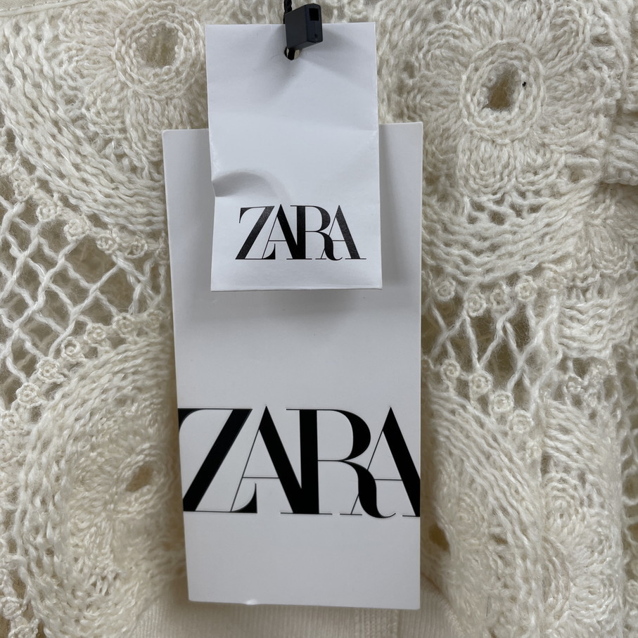 未使用品 /S/ ZARA アイボリー コンビネーションニット レディース タグ カジュアル トップス パフスリーブ フェミニン 大人可愛い ザラ