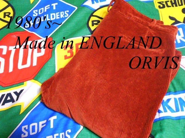 ★コンディション良好な1本★Made in ENGLAND製イギリス製ORVISオービスビンテージ太畝コーディロイパンツ80s80年代赤茶色レンガ色M位