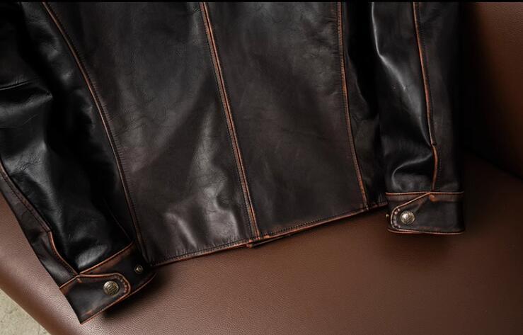 高品質 レザージャケット 馬革 カーコート 革ジャン ホースハイド 本革 ライダースジャケット メンズファッション コート ロング S～5XL_画像9