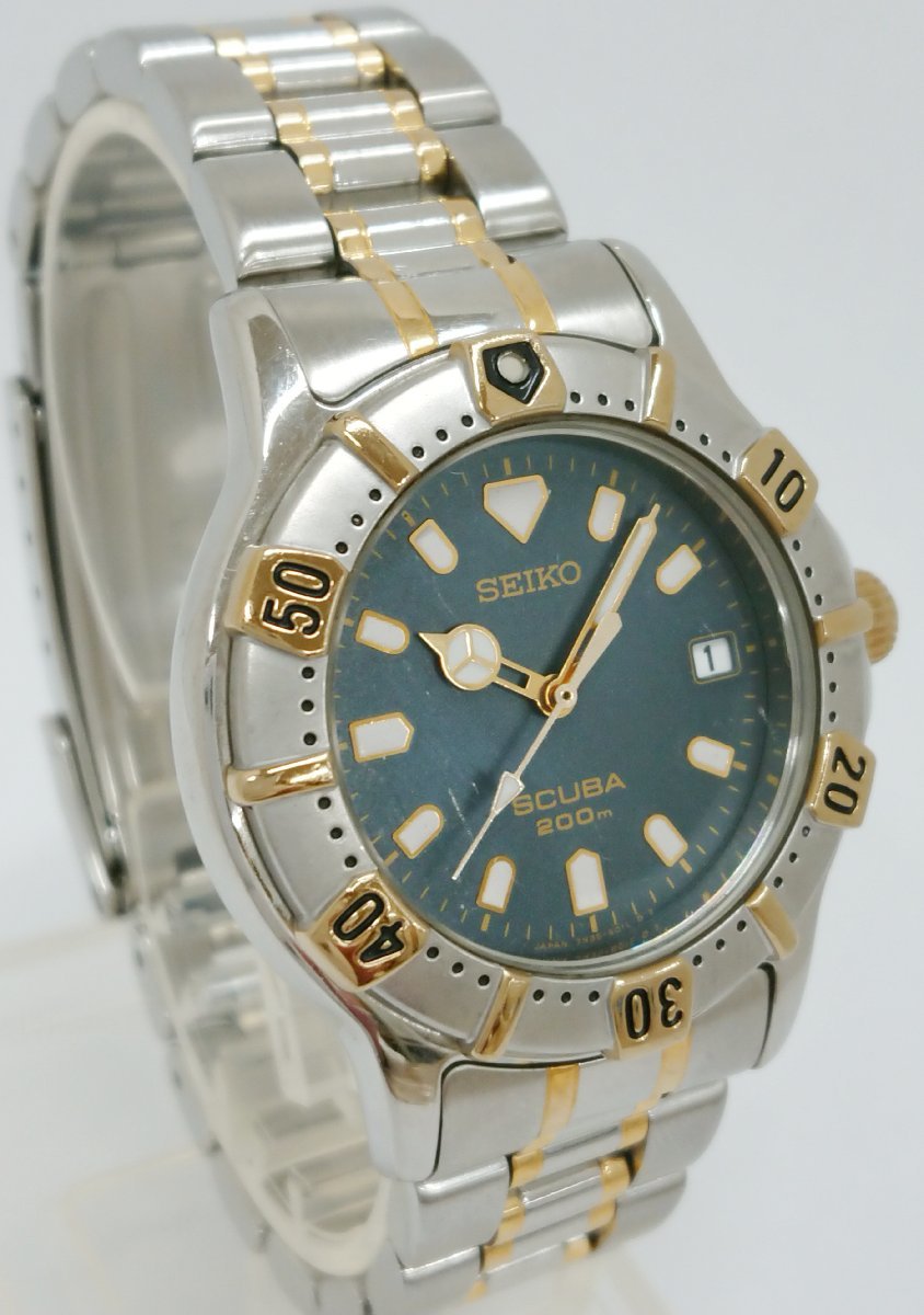 稼動品!! SEIKO/セイコー SCUBA/スキューバ 7N35-6020 コンビカラー ダイバー クォーツ ウォッチ 腕時計 USED品＊_画像4