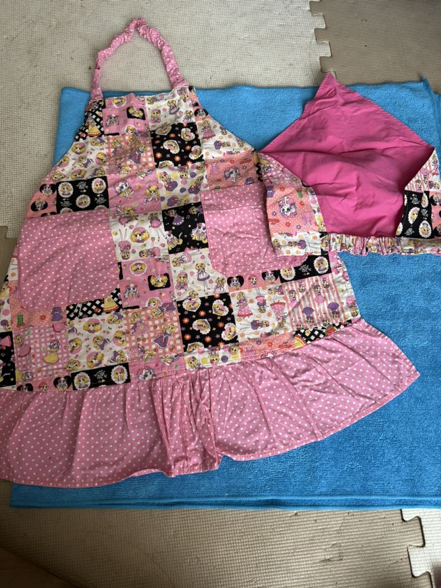 ハンドメイド エプロンセット 三角巾 小学校低学年くらい 2点セット 女の子 キッズ_画像2