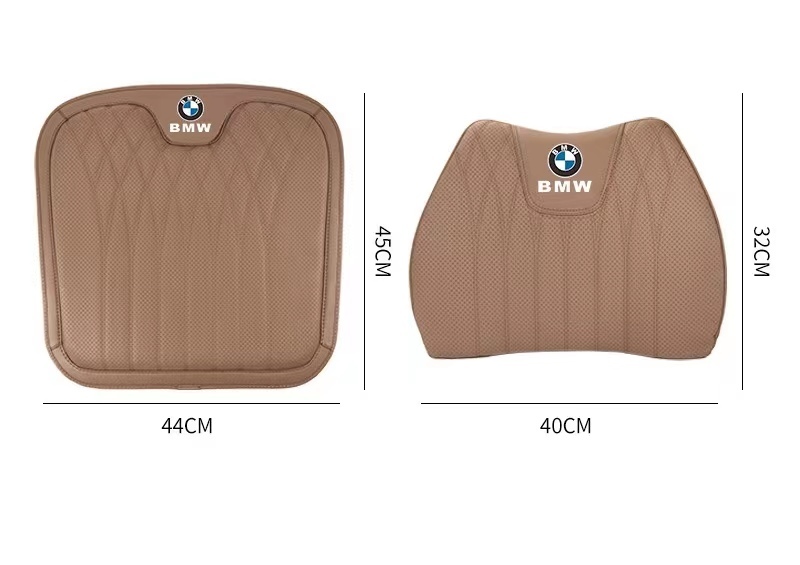 BMW シートクッション 座布団1点+腰クッション1点 車用 シートカバー ナッパ 革 腰当て 滑り止め 弾性 6D立体デザイン_画像9