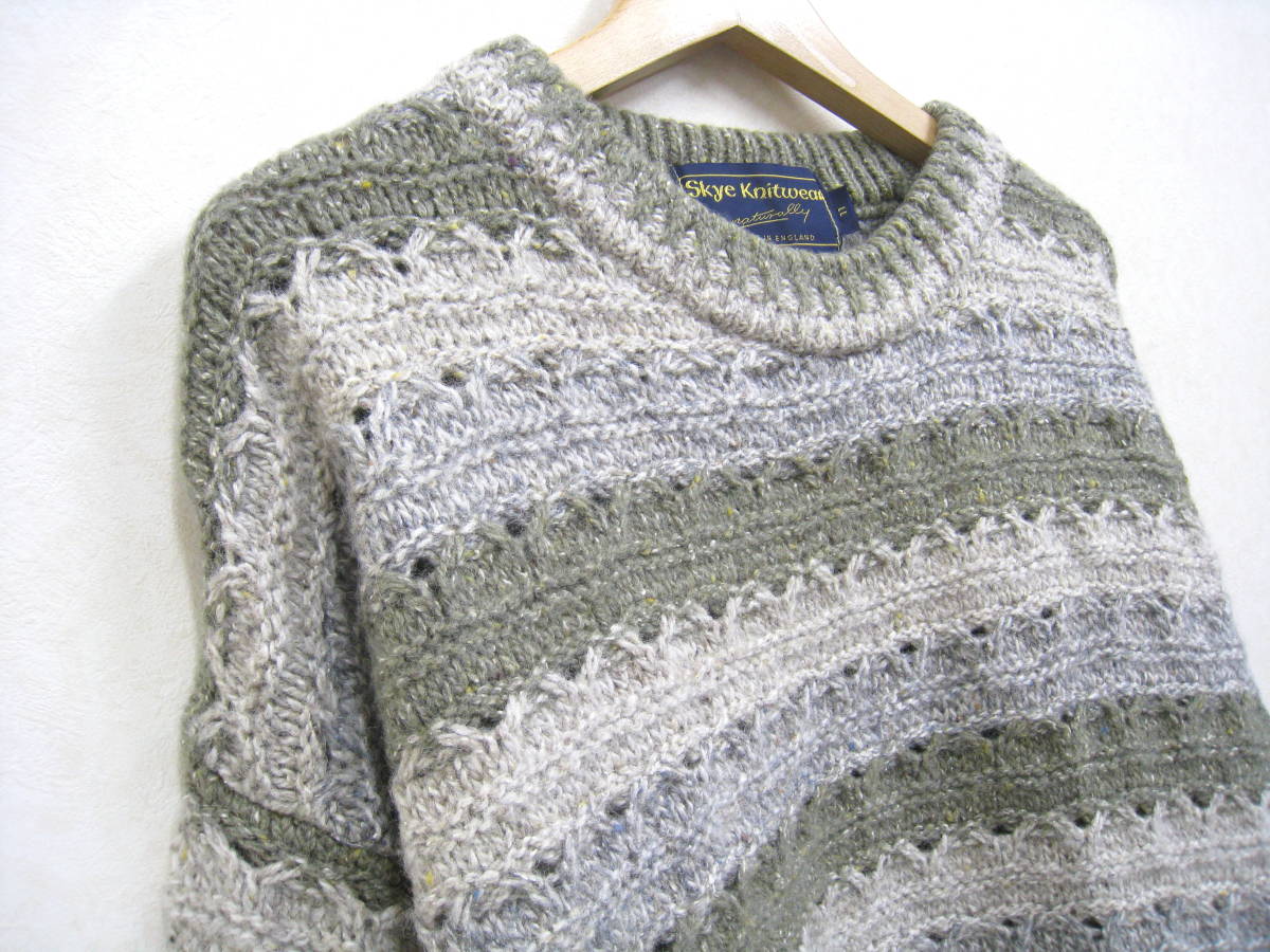 Skye Knitwear naturally■ウール×シルク ニット セーター 英国製 メンズ 大きいサイズLL_画像3