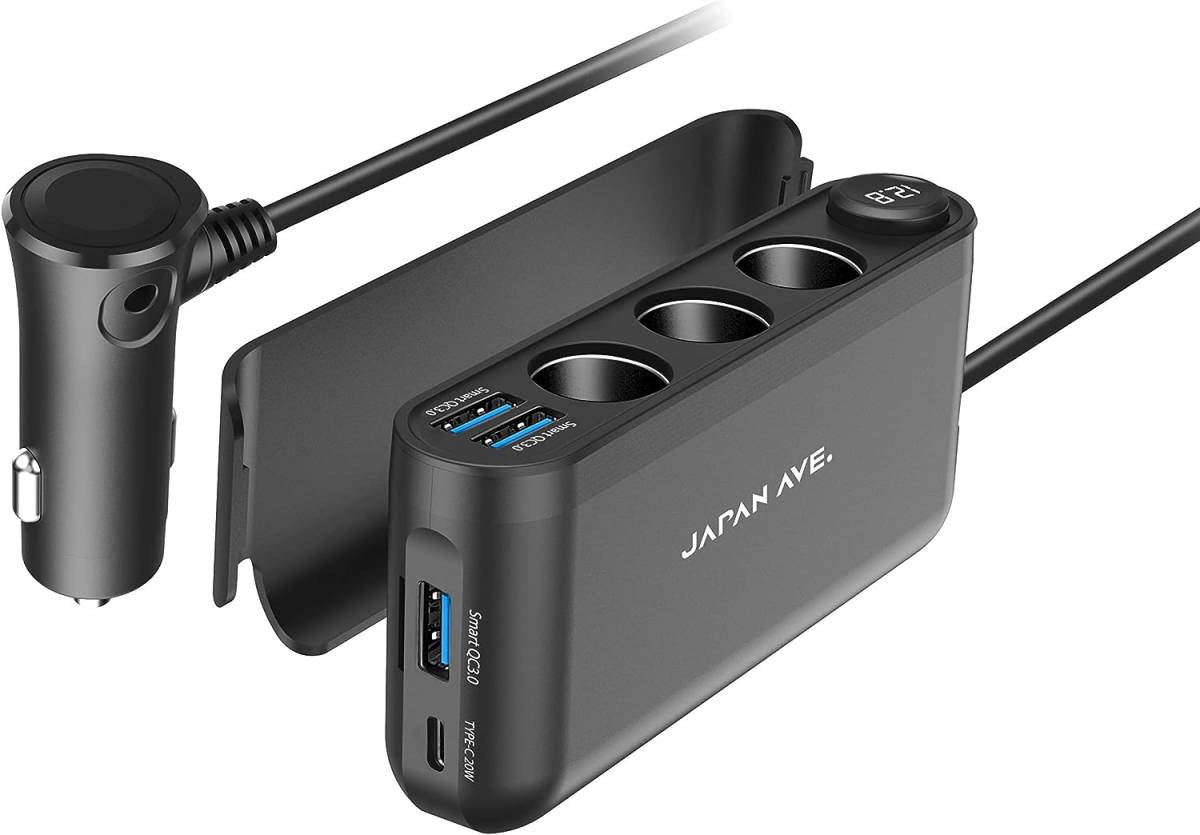 シガーソケット JAPAN AVE.(ジャパンアベニュー) 【 3連 PD Quick Charge 3.0 搭載 】 急速充電 _画像1