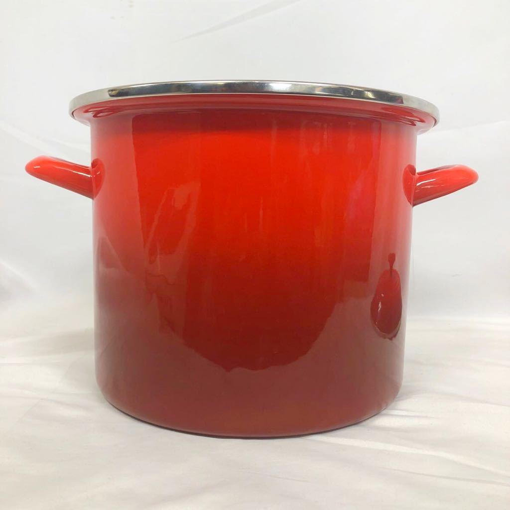 未使用　LE CREUSET ル・クルーゼ ルクルーゼ　ホーロー鍋　両手鍋　レッド　7.6L　ストックポット エナメルスチール　直径約22cm 箱付き_画像5