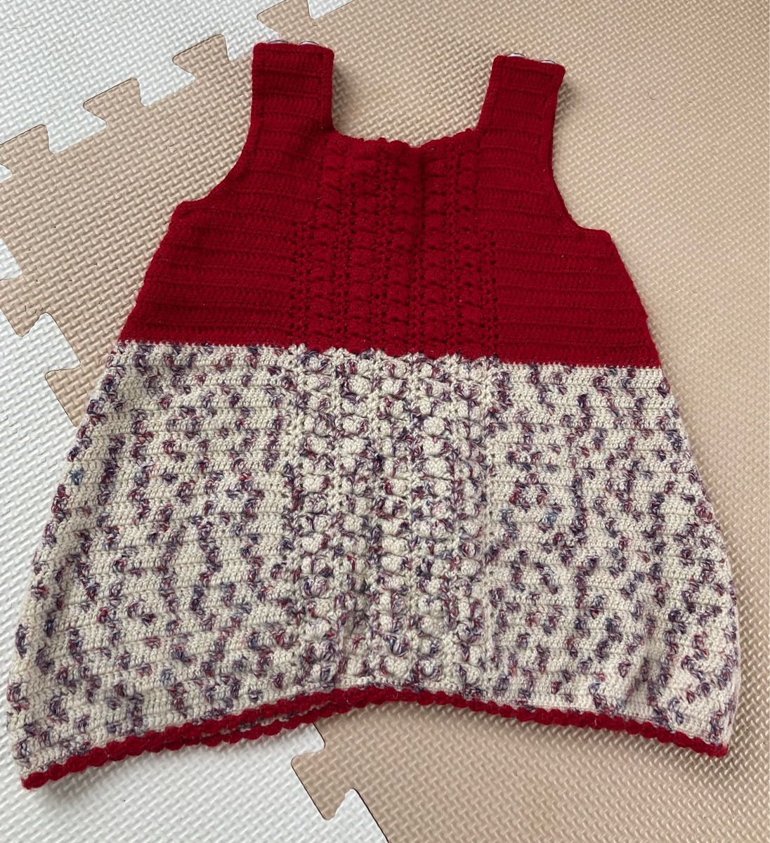 ワンピース ノースリーブ チュニック　子ども服　90くらい　ハンドメイド　肩ボタン