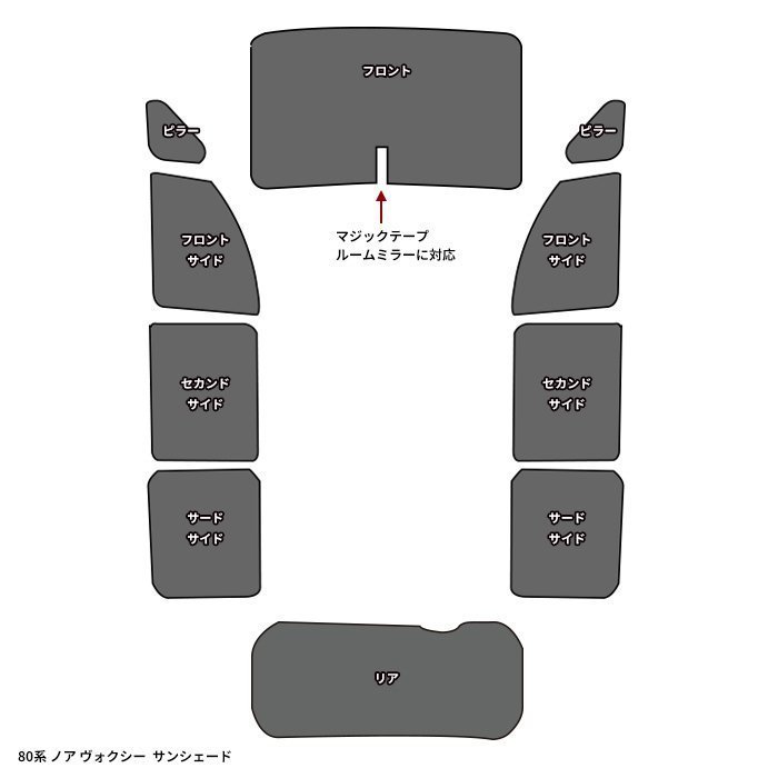 高品質 80系 ノア ヴォクシー エコ サンシェード 全窓 1台分 10枚セット 収納ケース付き 新品 日除け 断熱 高級 車中泊 省エネ キャンプ 等_画像2