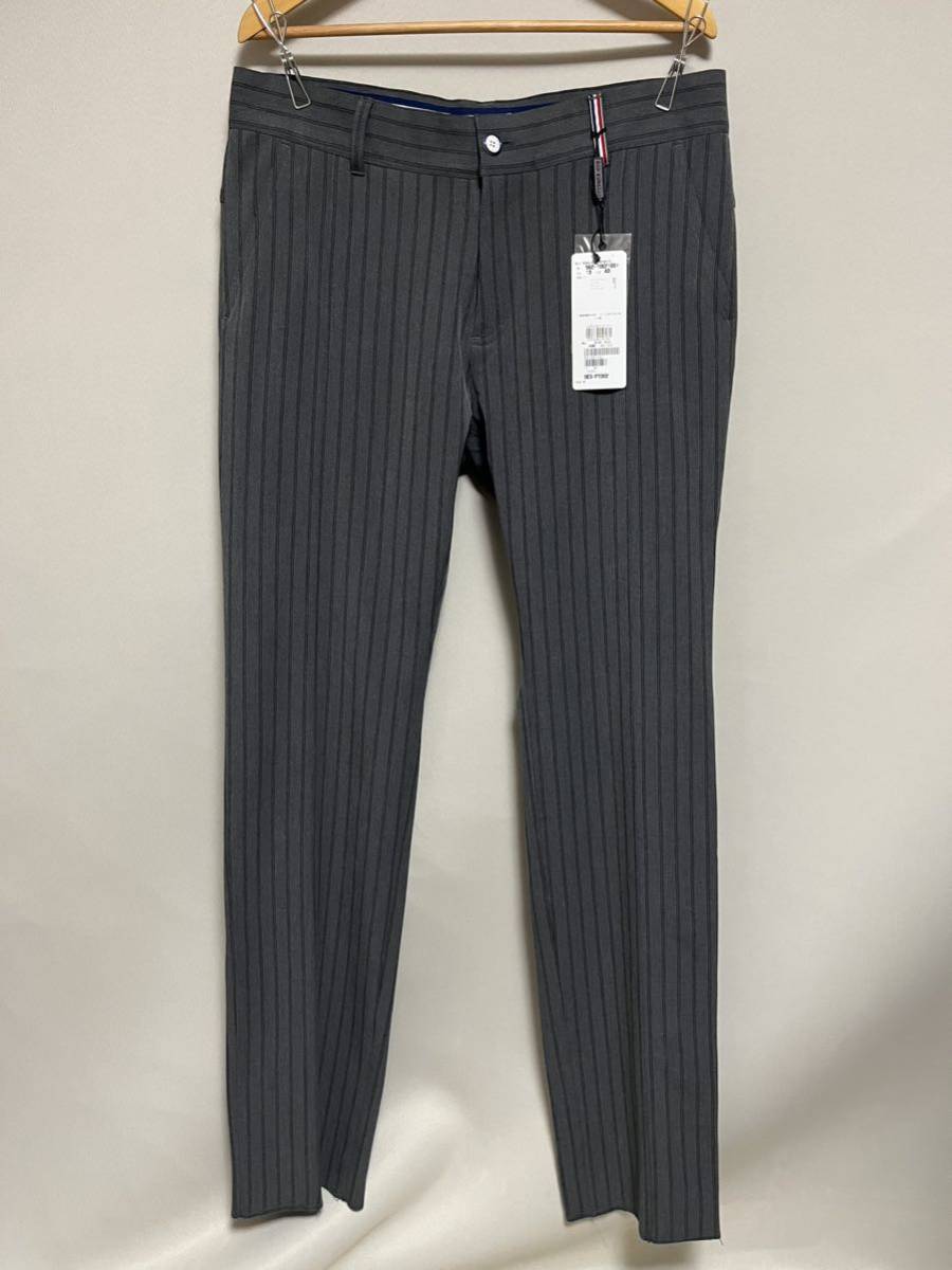 OLD　ENGLAND　SPORTS　オールドイングランドスポーツ　スラックス　パンツ　サイズ40　ストレッチ　グレー系　ストライプ　タグ付き