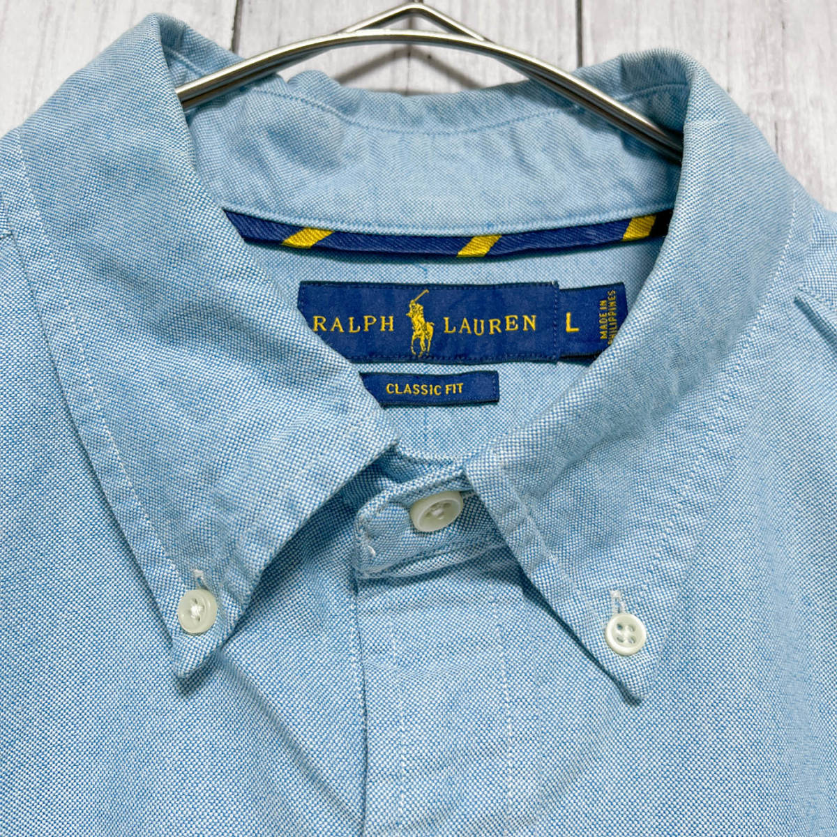 ラルフローレン Ralph Lauren CLASSIC FIT 長袖シャツ メンズ ワンポイント コットン100% Lサイズ 5‐111_画像5