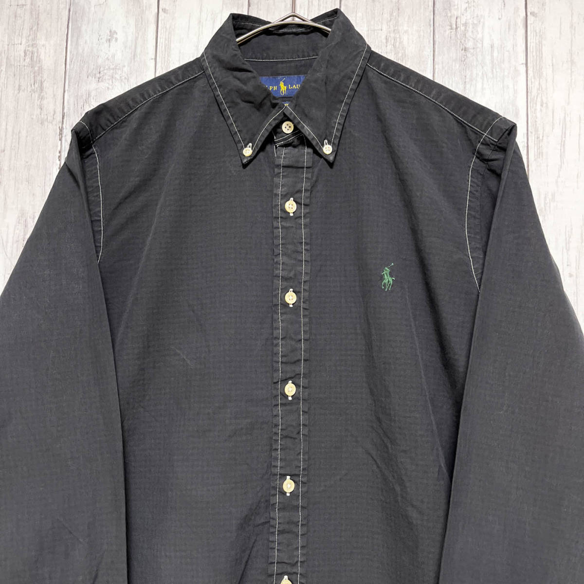 ラルフローレン Ralph Lauren チェックシャツ 長袖シャツ メンズ ワンポイント コットン100% Mサイズ 5‐127_画像1