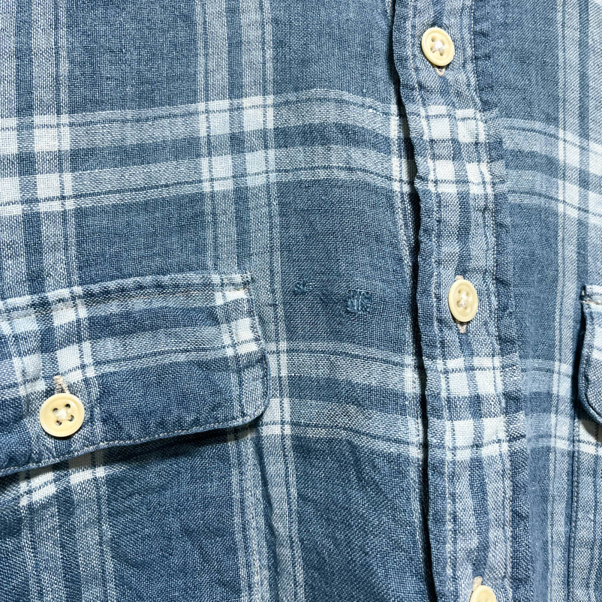 ラルフローレン Ralph Lauren WHITFIELD チェックシャツ 長袖シャツ メンズ リネン100% Lサイズ 5‐161_画像7