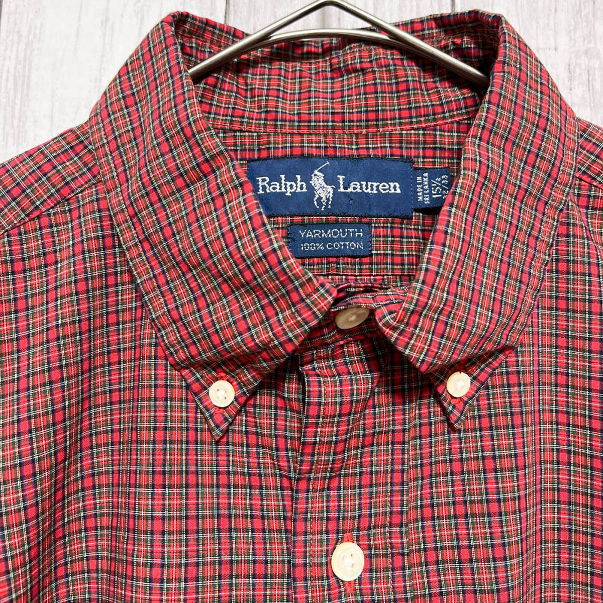 ラルフローレン Ralph Lauren YARMOUTH チェックシャツ 長袖シャツ メンズ ワンポイント コットン100% サイズ15 1/2 Mサイズ 5‐166_画像5
