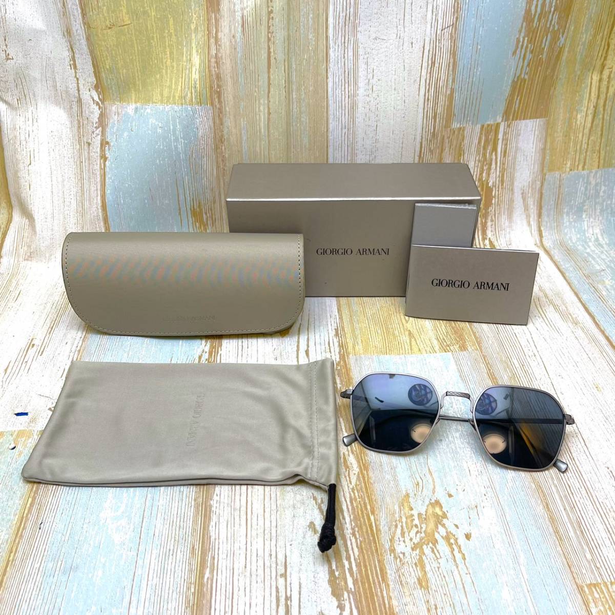  стандартный товар новый товар *GIORGIO ARMANIjoru geo Armani * солнцезащитные очки gray silver очки * с футляром 