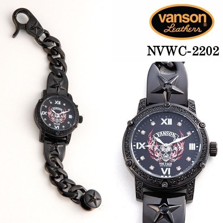VANSON LEATHERS ×VOLTAGE 【定価30000円】 腕時計 NVWC-2202 BLACK サイズ L