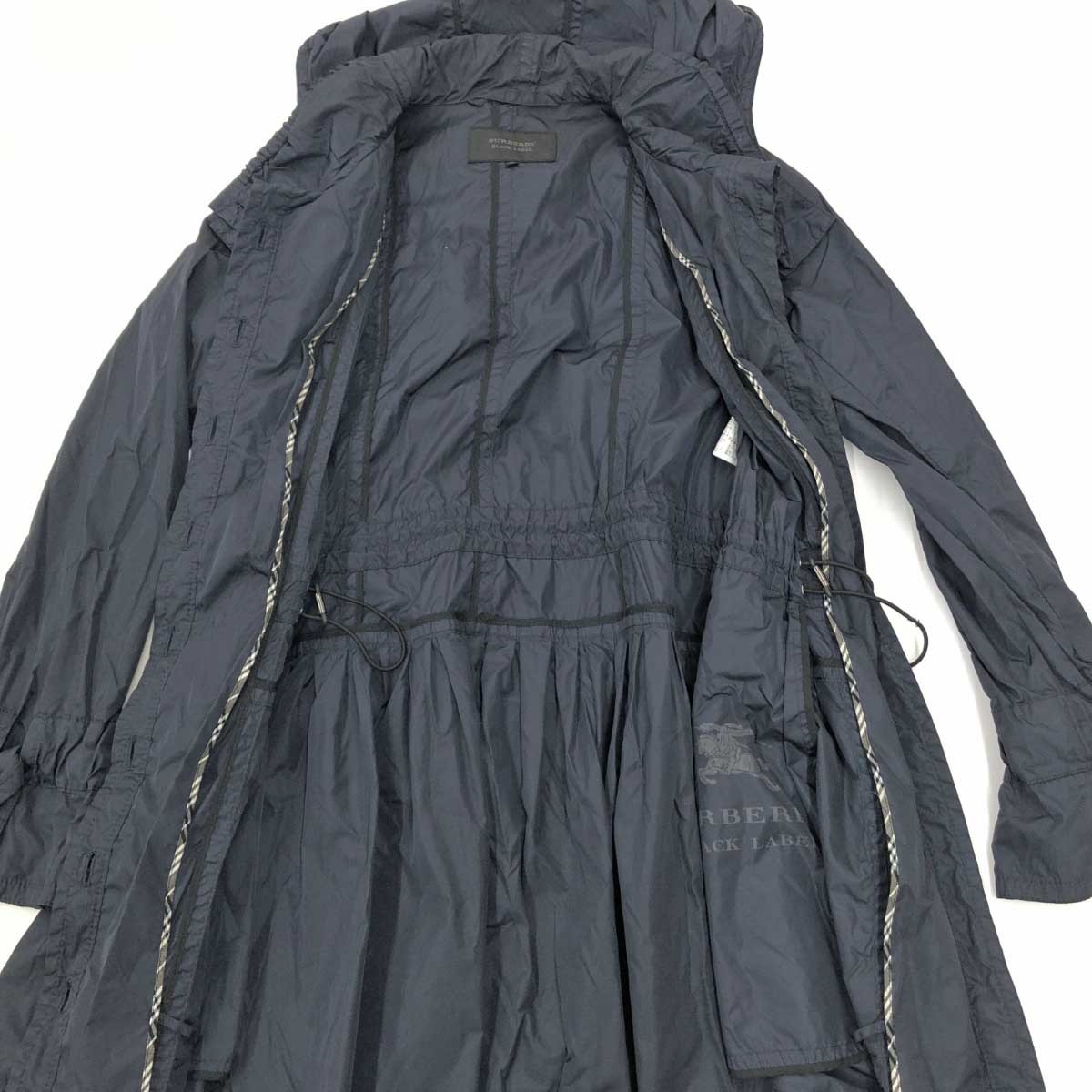 ◆BURBERRY BLACK LABEL バーバリーブラックレーベル スプリングコート サイズ40◆D5A38-332 ネイビー ナイロン100% レディース アウター_画像3