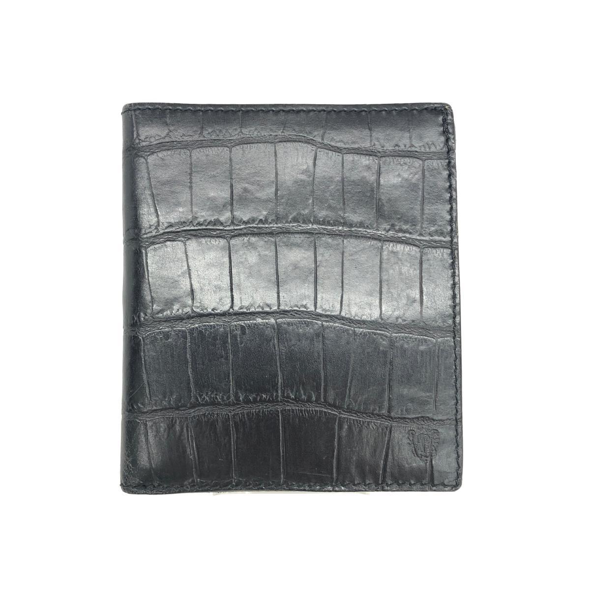 ◆Felisi フェリージ 二つ折り財布◆709 ブラック レザー クロコ型押し メンズ 財布 ウォレット サイフ 札入れ_画像1