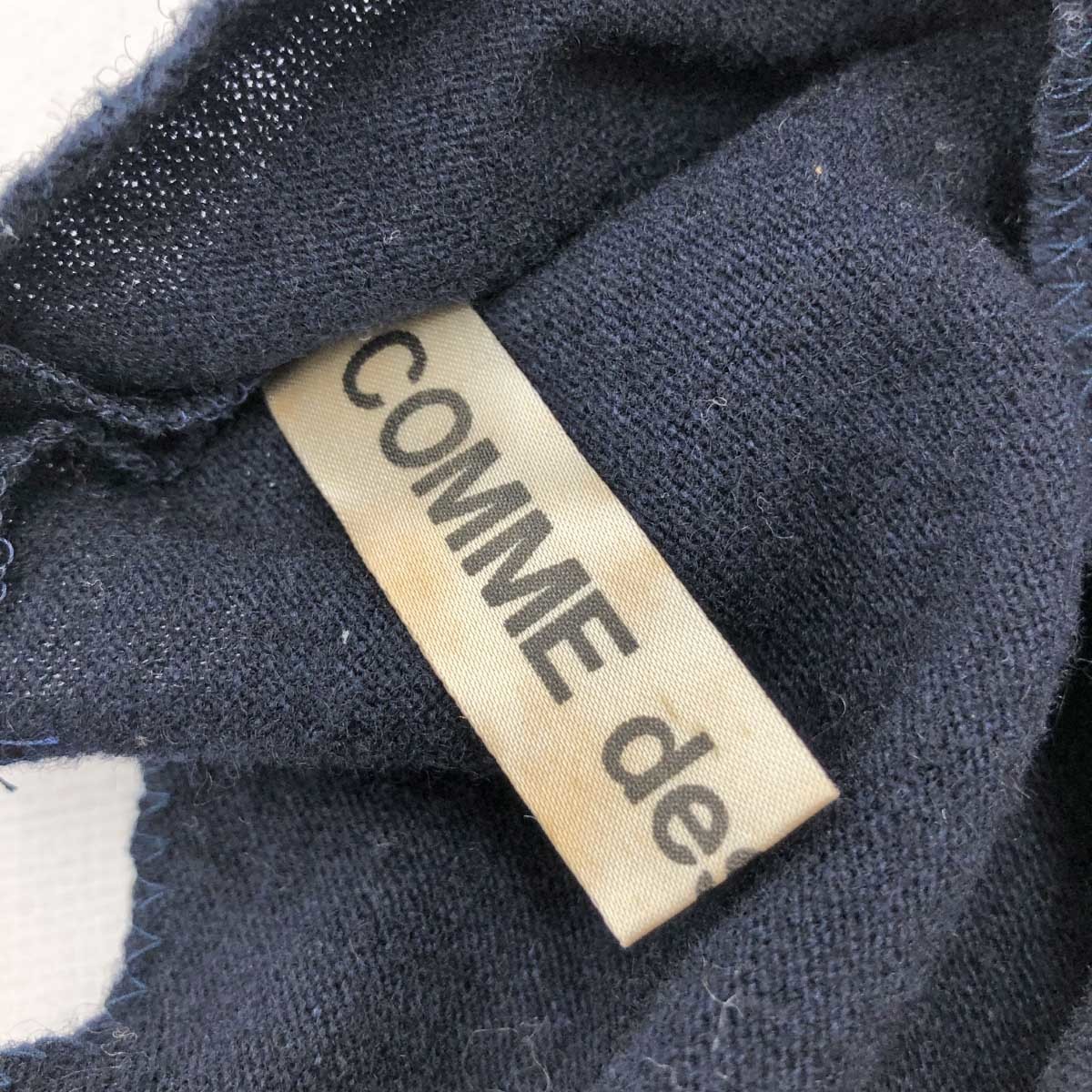 *COMME des GARCONS Comme des Garcons long sleeve knitted *GB-050200 navy wool lady's tops cut off Vintage 