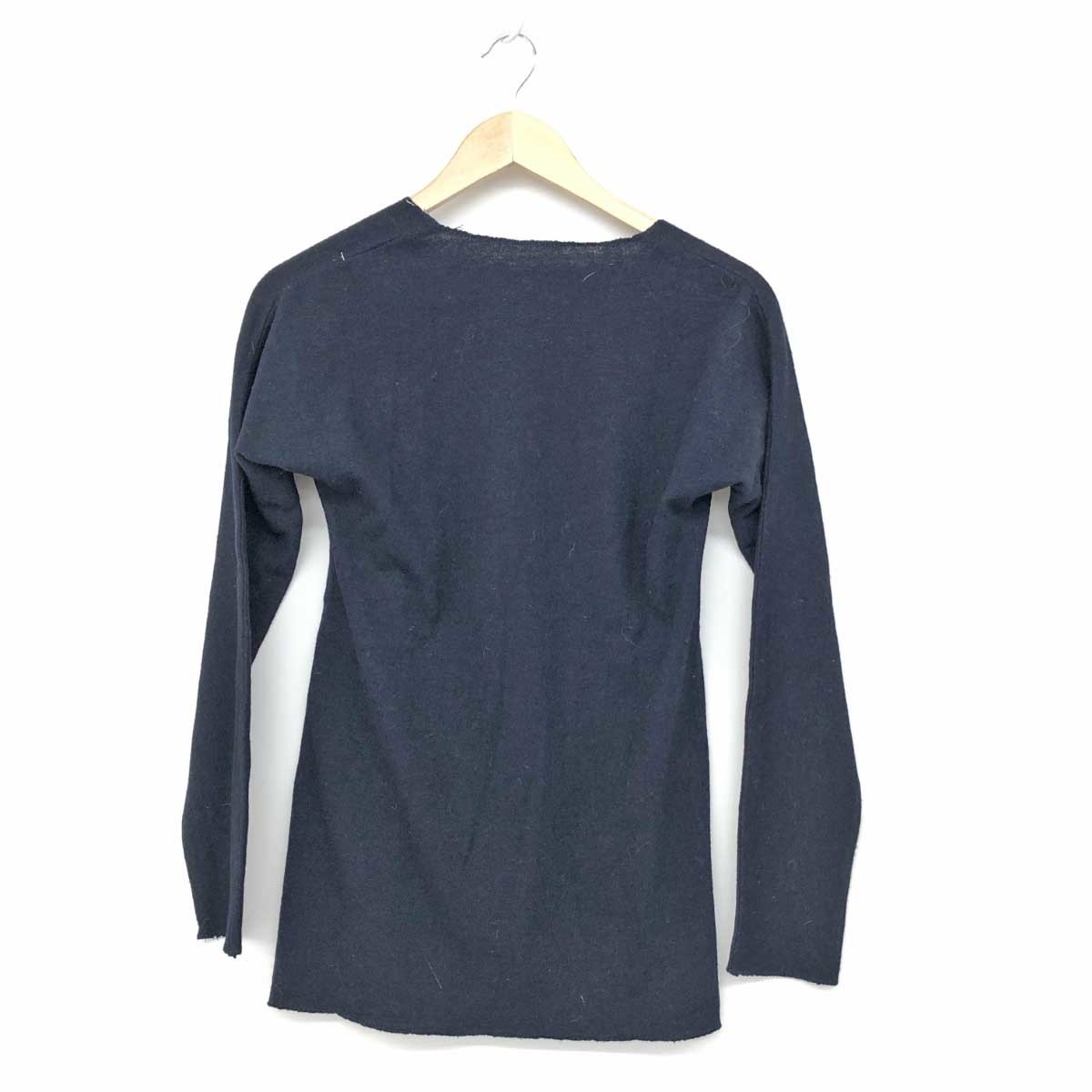 *COMME des GARCONS Comme des Garcons long sleeve knitted *GB-050200 navy wool lady's tops cut off Vintage 