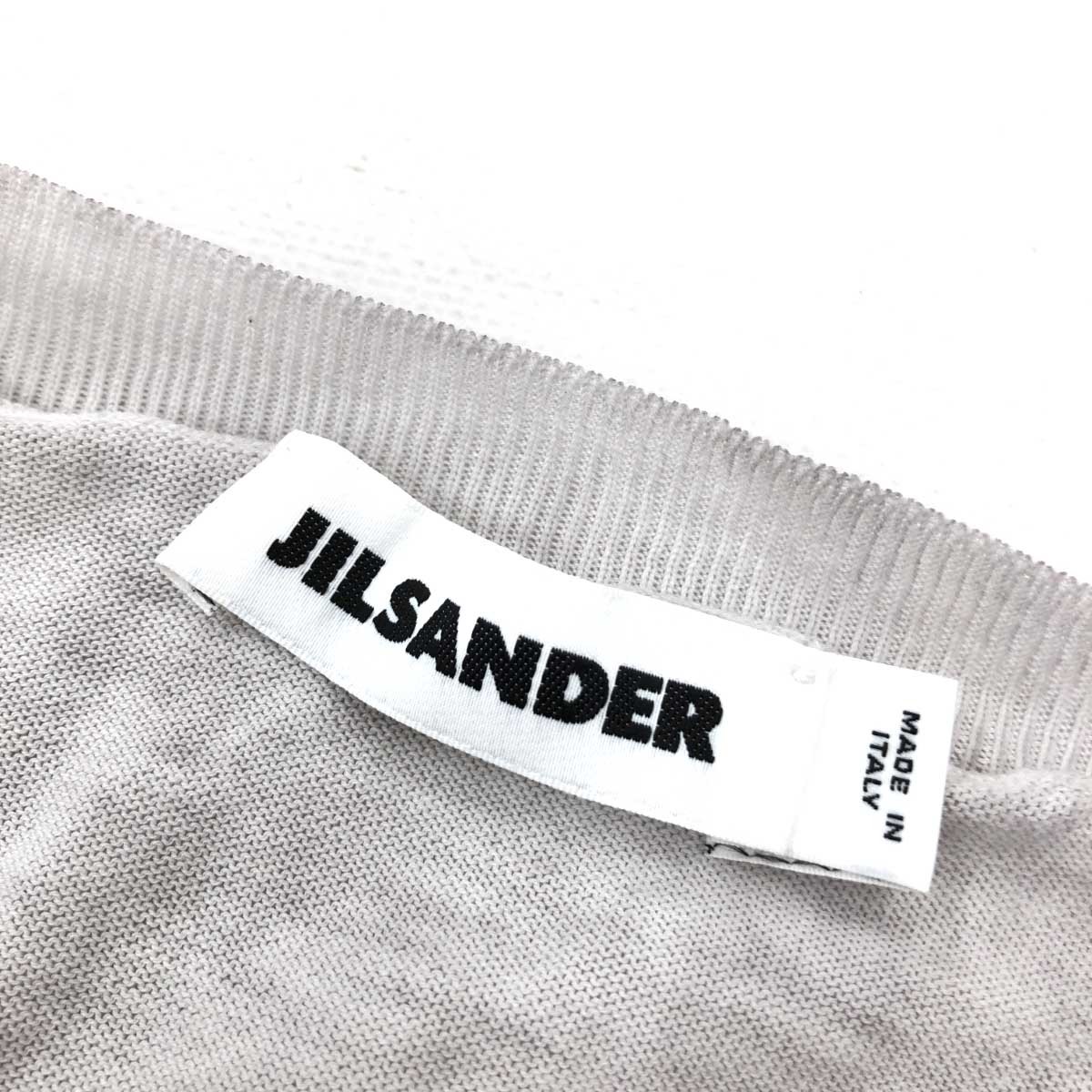 良好◆JIL SANDER ジルサンダー 長袖ニット サイズ36◆ グレー コットン レディース トップス イタリア製_画像4