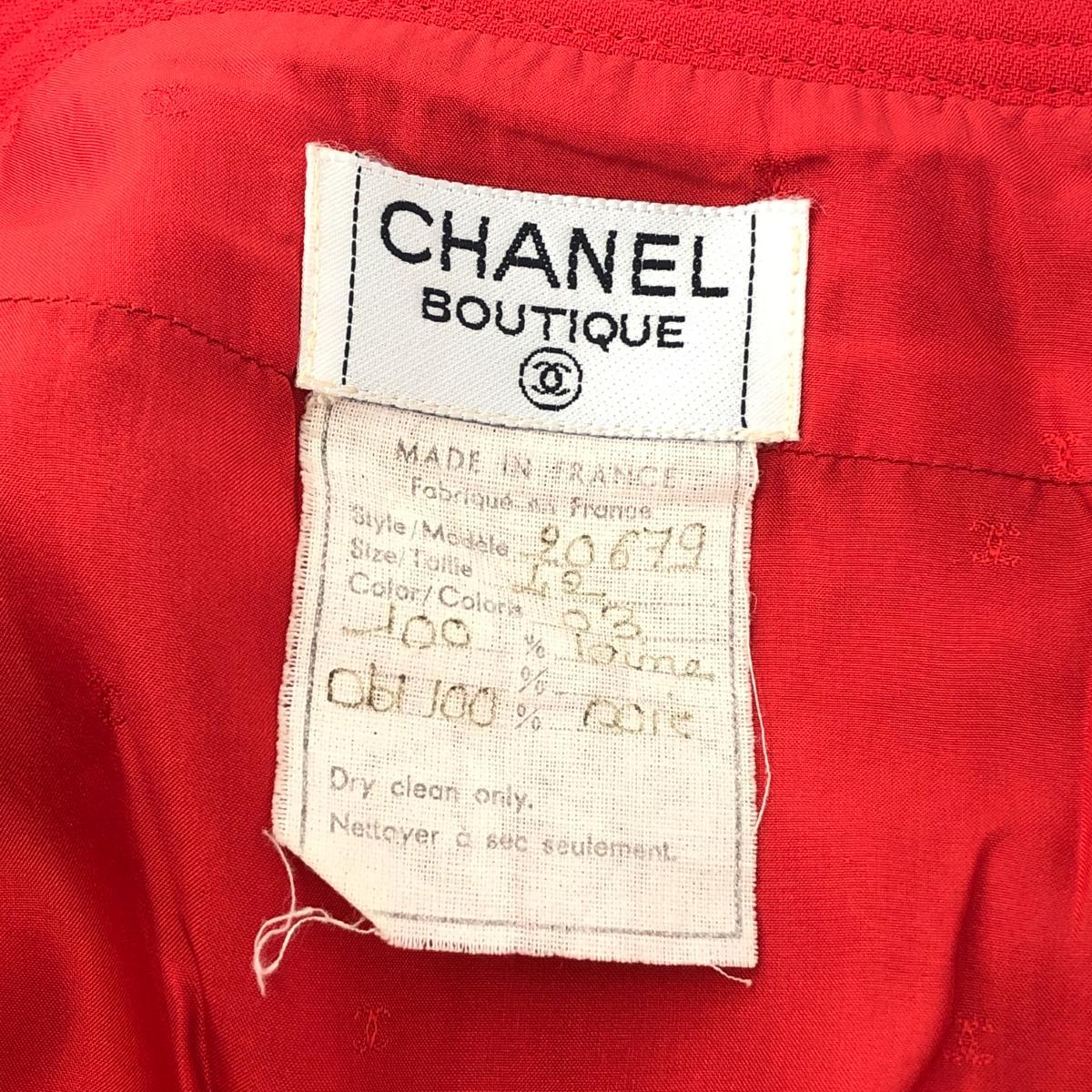 ◆CHANEL シャネル タイトスカート サイズ42◆ レッド レディース 稲穂釦 金釦 ボトムス ヴィンテージ レア フランス製_画像5