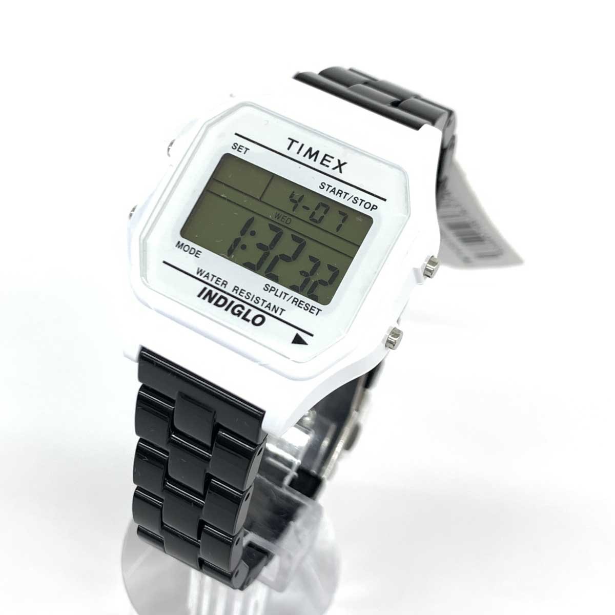 美品◆TIMEX タイメックス TW2V20100-1 腕時計 クオーツ◆クラシックデジタル/タイルコレクション ホワイト×ブラック レジン ユニセックス