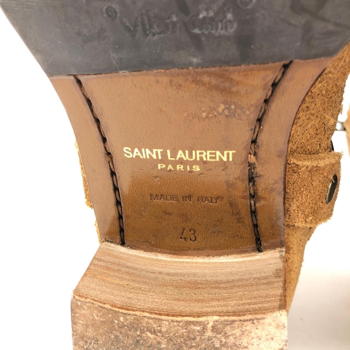 ◆SAINT LAURENT PARIS サンローランパリ ワイアットハーネスリングブーツ サイズ43◆ ブラウン スエード メンズ 靴 シューズ boots_画像6