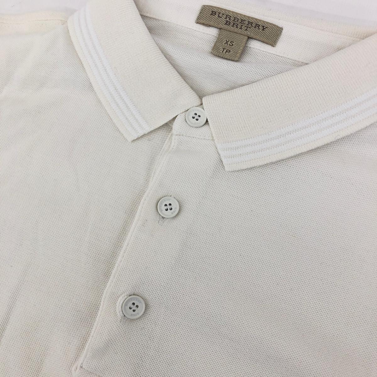 *Burberry Brit Burberry Blit polo-shirt with short sleeves XS size * ivory cotton × silk men's tops 