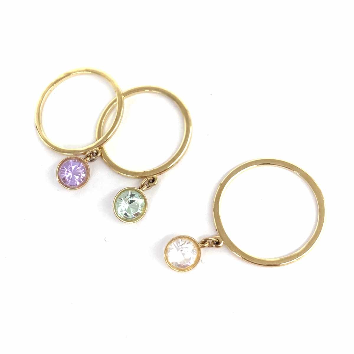 *SWAROVSKI Swarovski 3 ream ring * Gold color one bead color stone lady's ring ring accessory accessory 