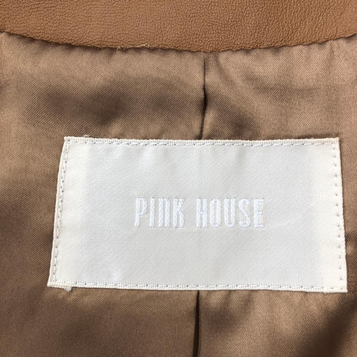 *PINK HOUSE Pink House leather jacket size M* Brown sheep leather lady's outer tia-do Zip up 