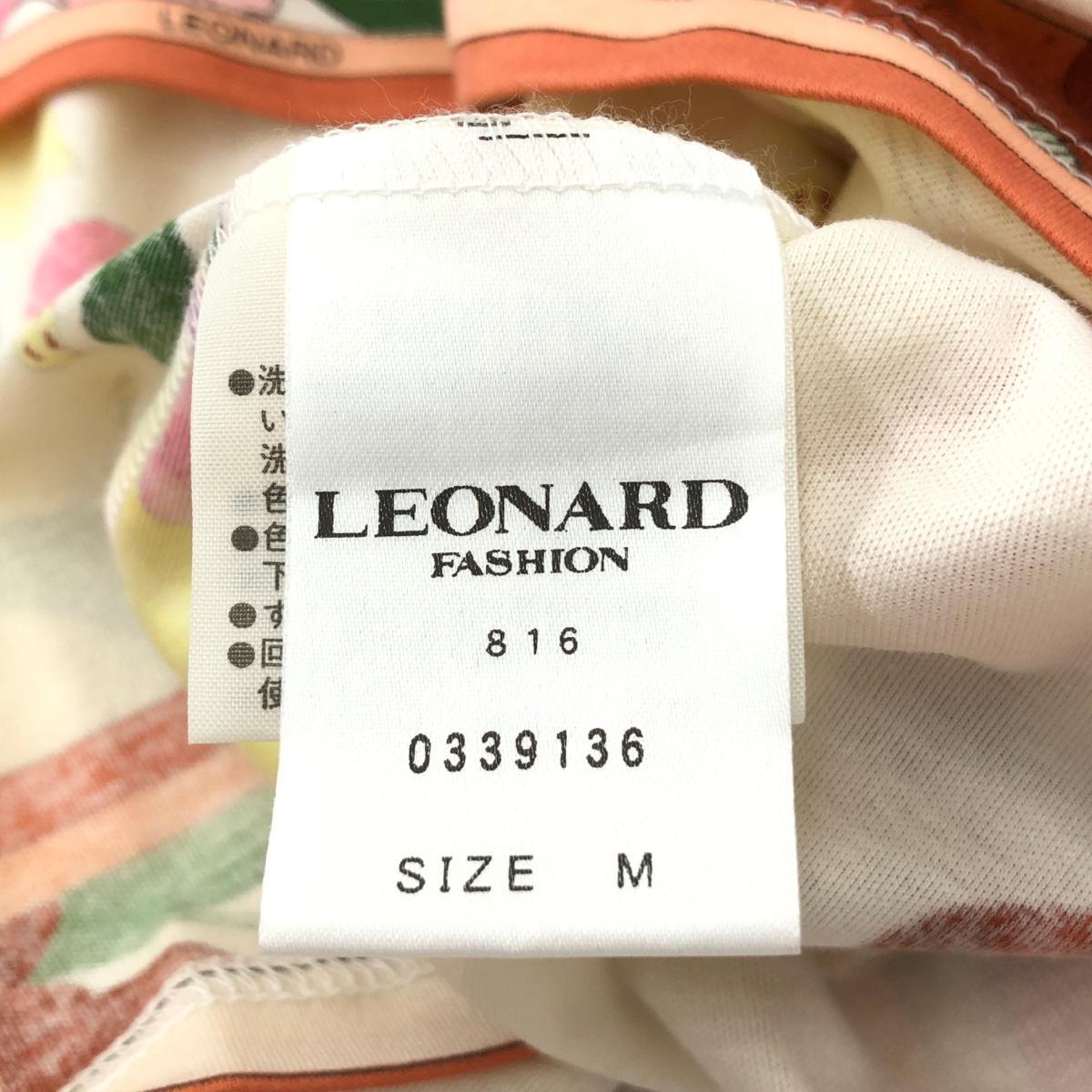 良好◆LEONARD レオナール 半袖ブラウス Mサイズ◆ ピンク/ベージュ 綿100％ コットン レディース 花柄 総柄 トップス 半袖カットソー_画像6