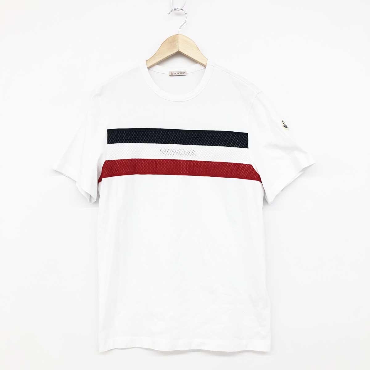 ◆MONCLER モンクレール 半袖Tシャツ ◆ ホワイト メンズ トップス ロゴ クルーネック_画像1