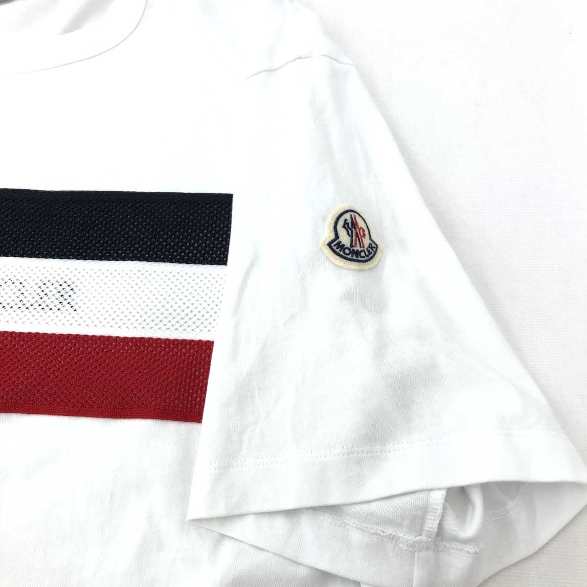 ◆MONCLER モンクレール 半袖Tシャツ ◆ ホワイト メンズ トップス ロゴ クルーネック_画像4