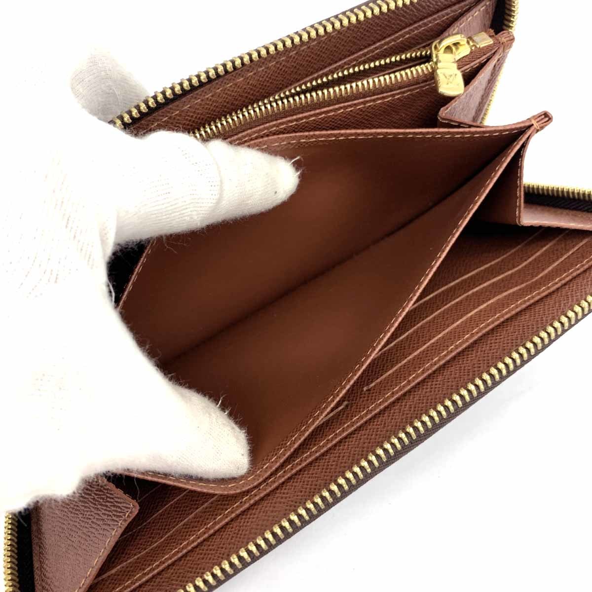 良好◆LOUIS VUITTON ルイヴィトン ジッピーウォレット モノグラム 長財布◆M42616 ブラウン レディース RFID 服飾小物_画像5