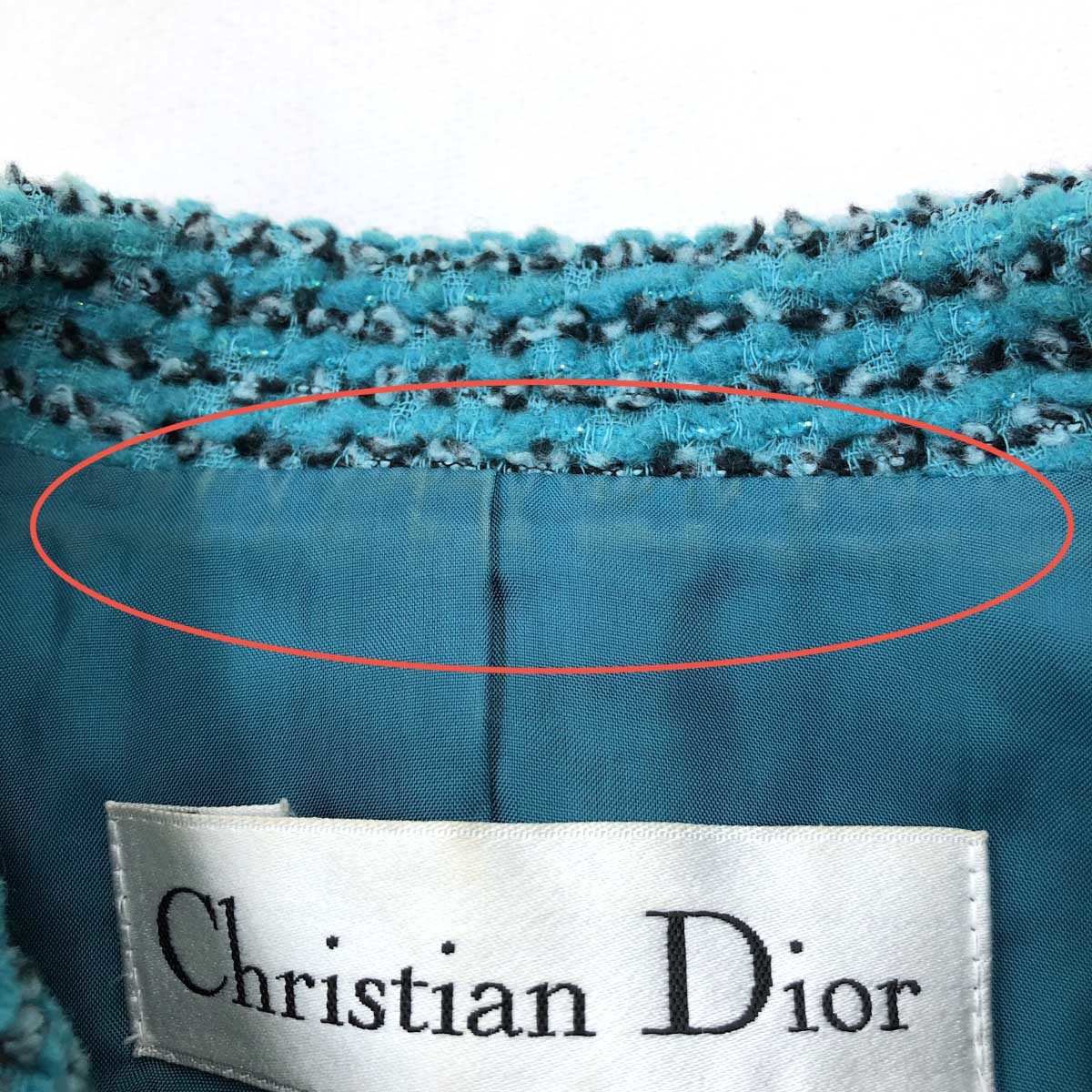 良好◆Christian Dior クリスチャンディオール スカートスーツ サイズ13◆ ブルー レディース 上下セット　ツイード_画像9