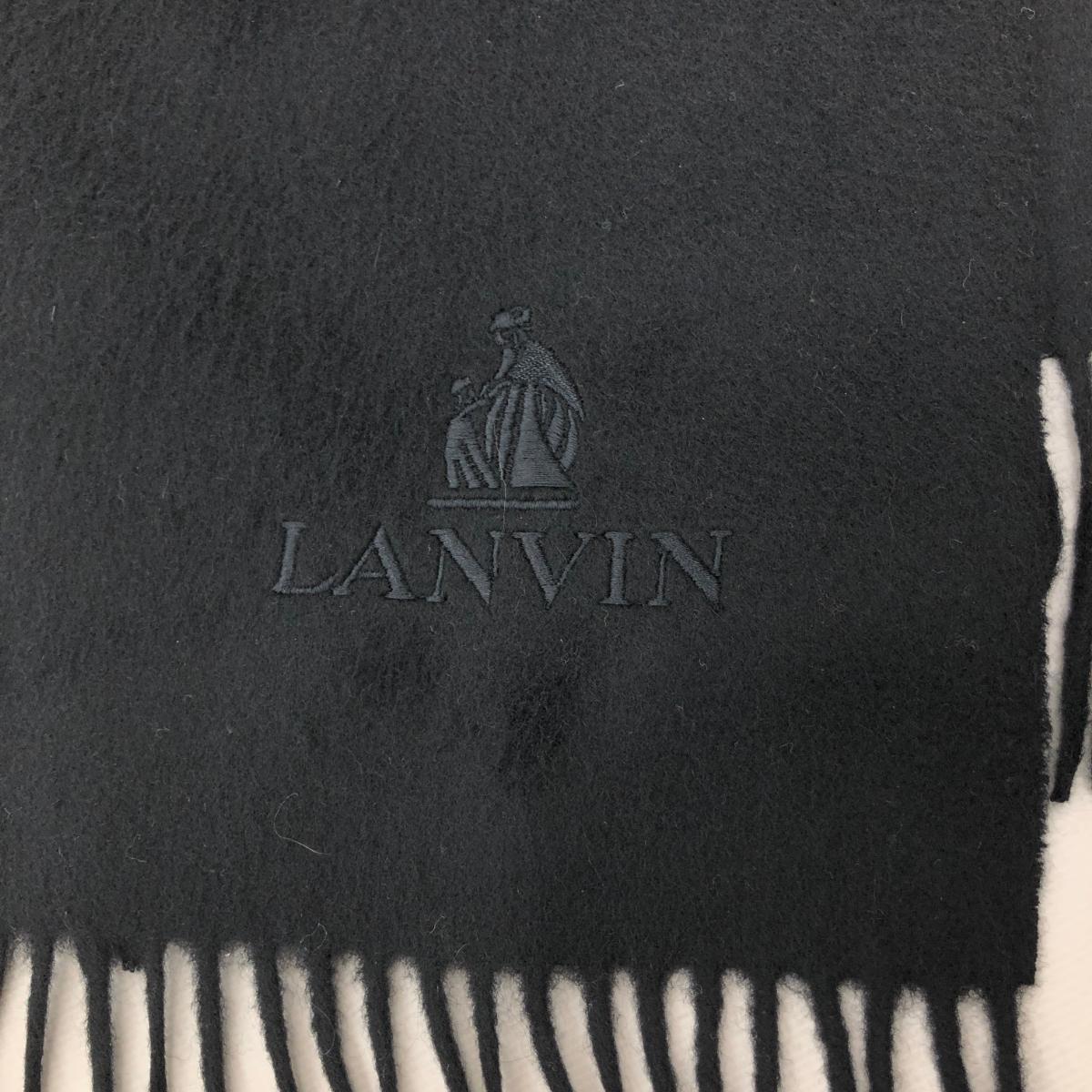 良好◆LANVIN ランバン マフラー◆ ブラック カシミア100％ レディース マフラー ストール 襟巻 服飾小物_画像3