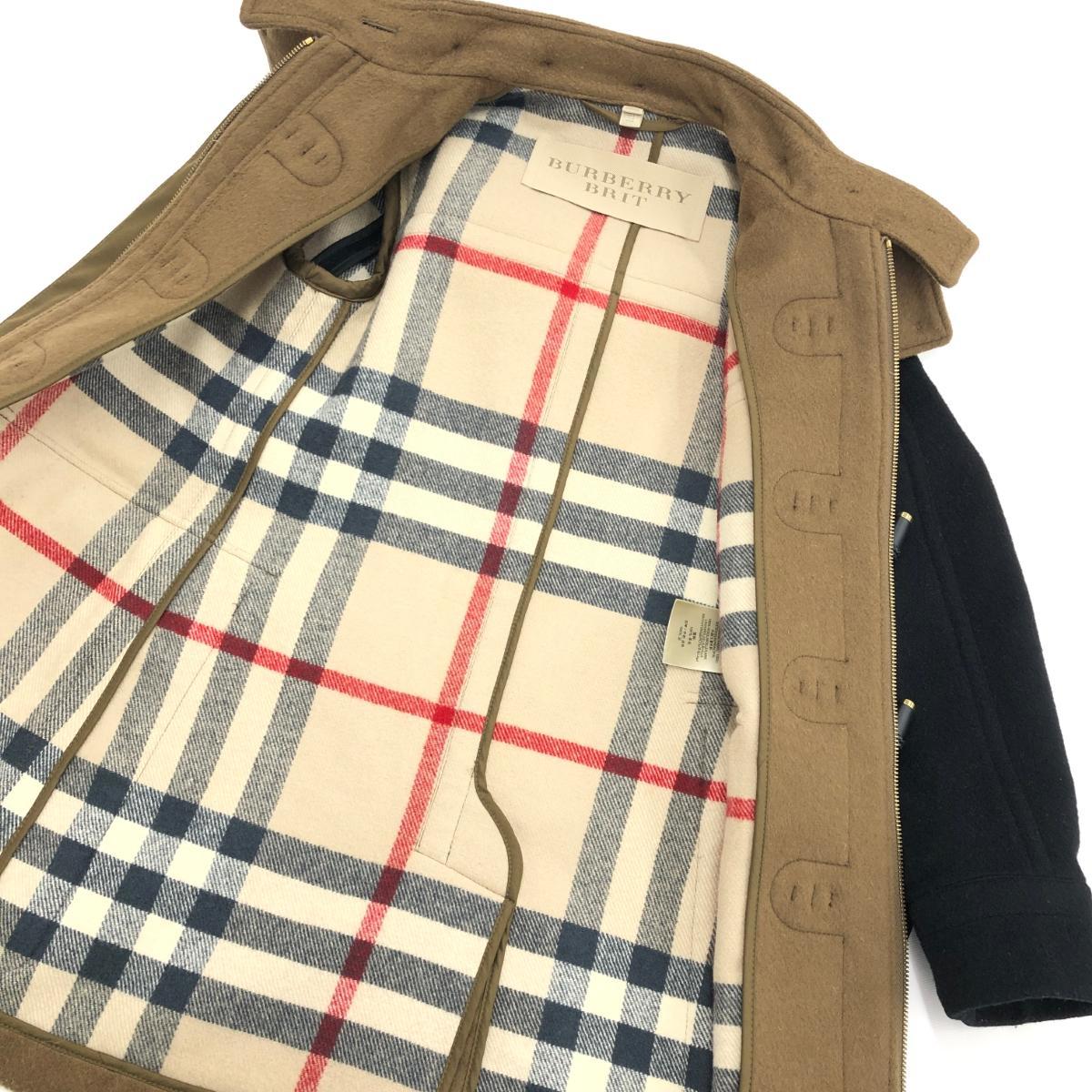 ◆Burberry Brit バーバリーブリット ダッフルコート 38◆ ブラウン×ブラック ウール レディース ノバチェック アウター_画像3