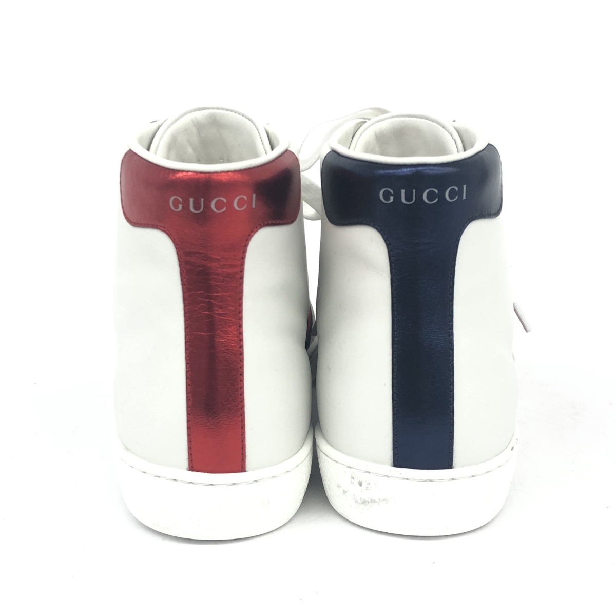 美品◆GUCCI グッチ スニーカー 7.5◆ ホワイト レザー ビーシェリー メンズ 靴 シューズ sneakers_画像4