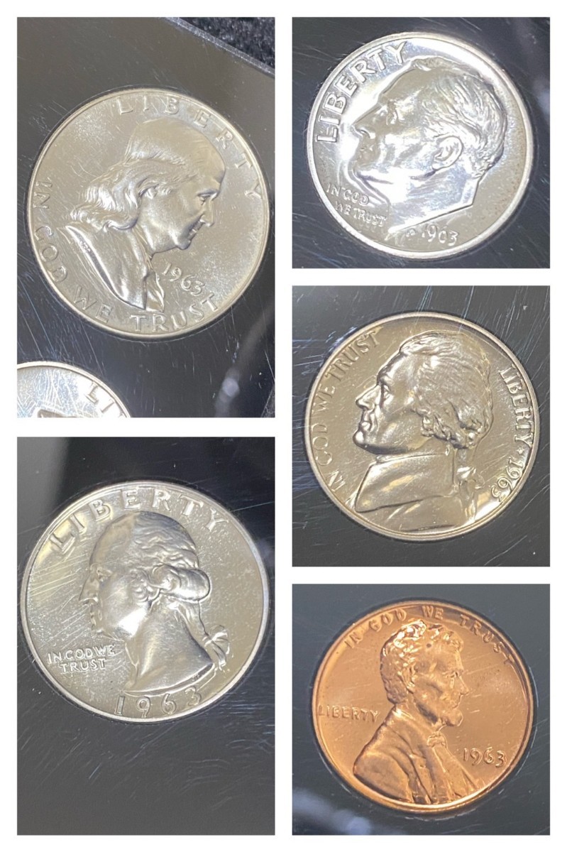アメリカ 銀貨 銅貨 リバティーコイン セット 古銭 外国貨幣 プルーフセット 1961年 1962年 1963年　現状品_画像7