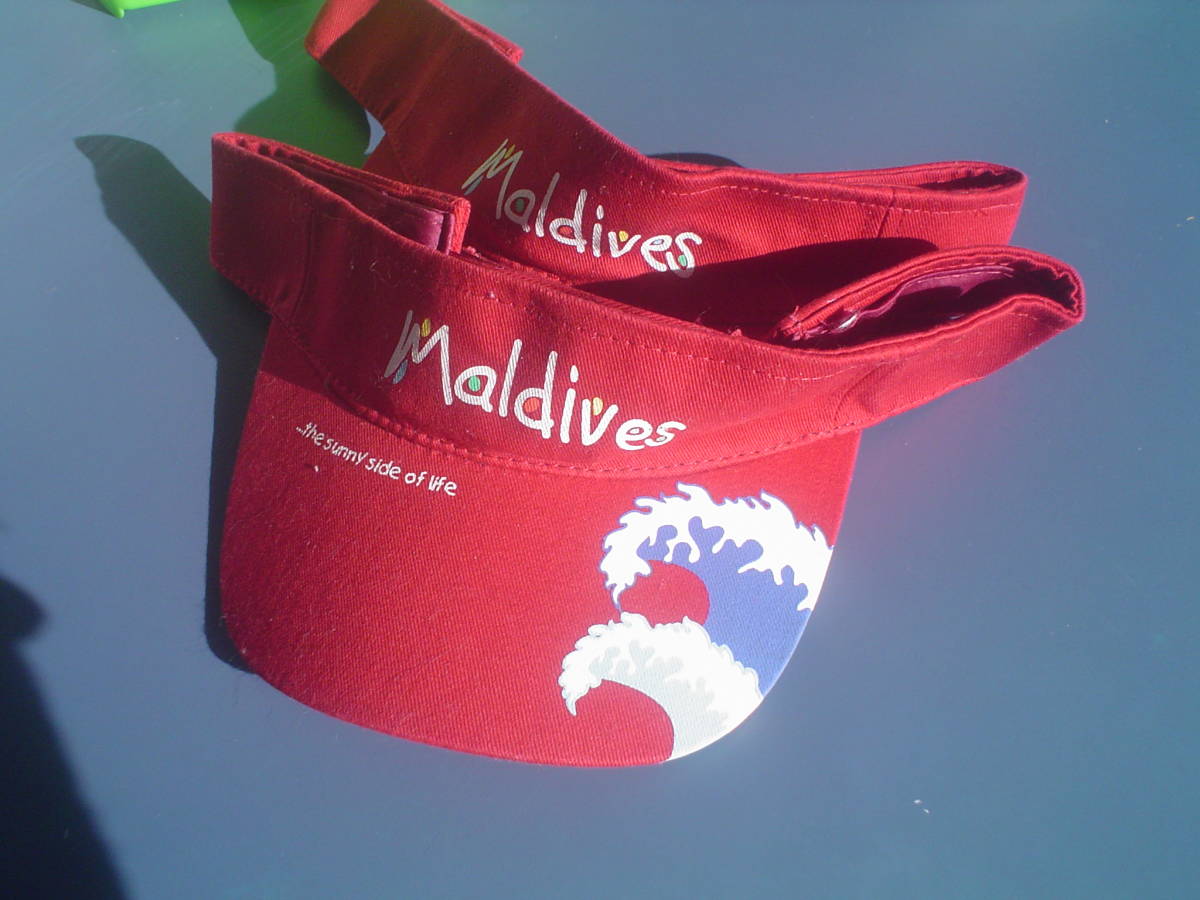 モルディブ共和国観光局　コットン製　サンバイザー　赤　2個　Maldives　モルディヴ　希少