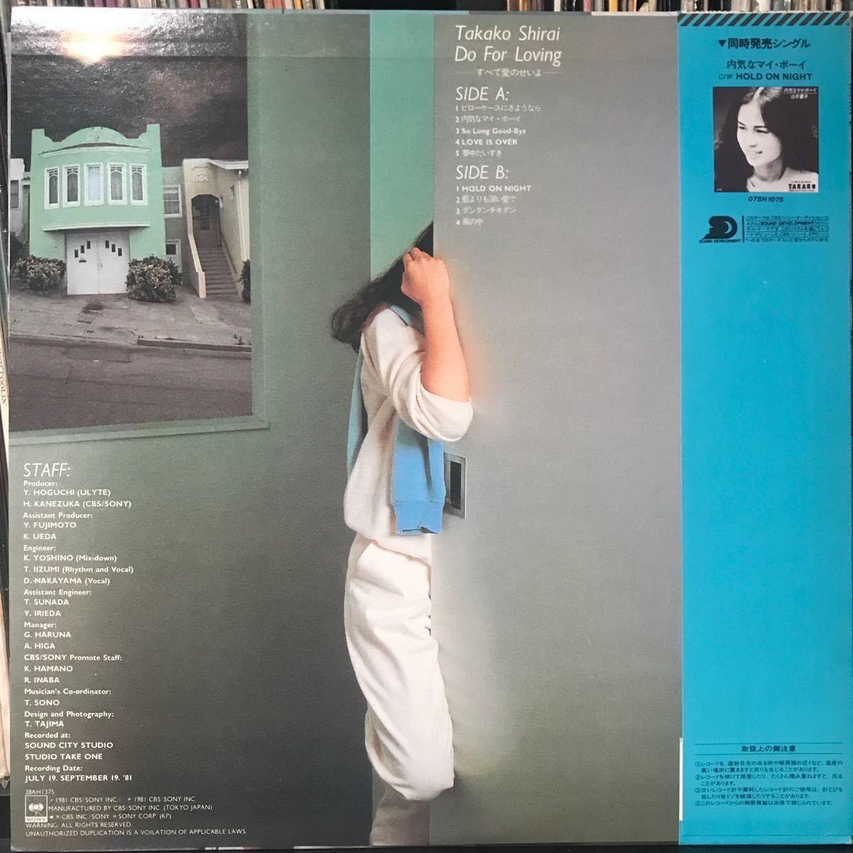 白井貴子 / Do For Loving 日本盤LP city pop_画像2