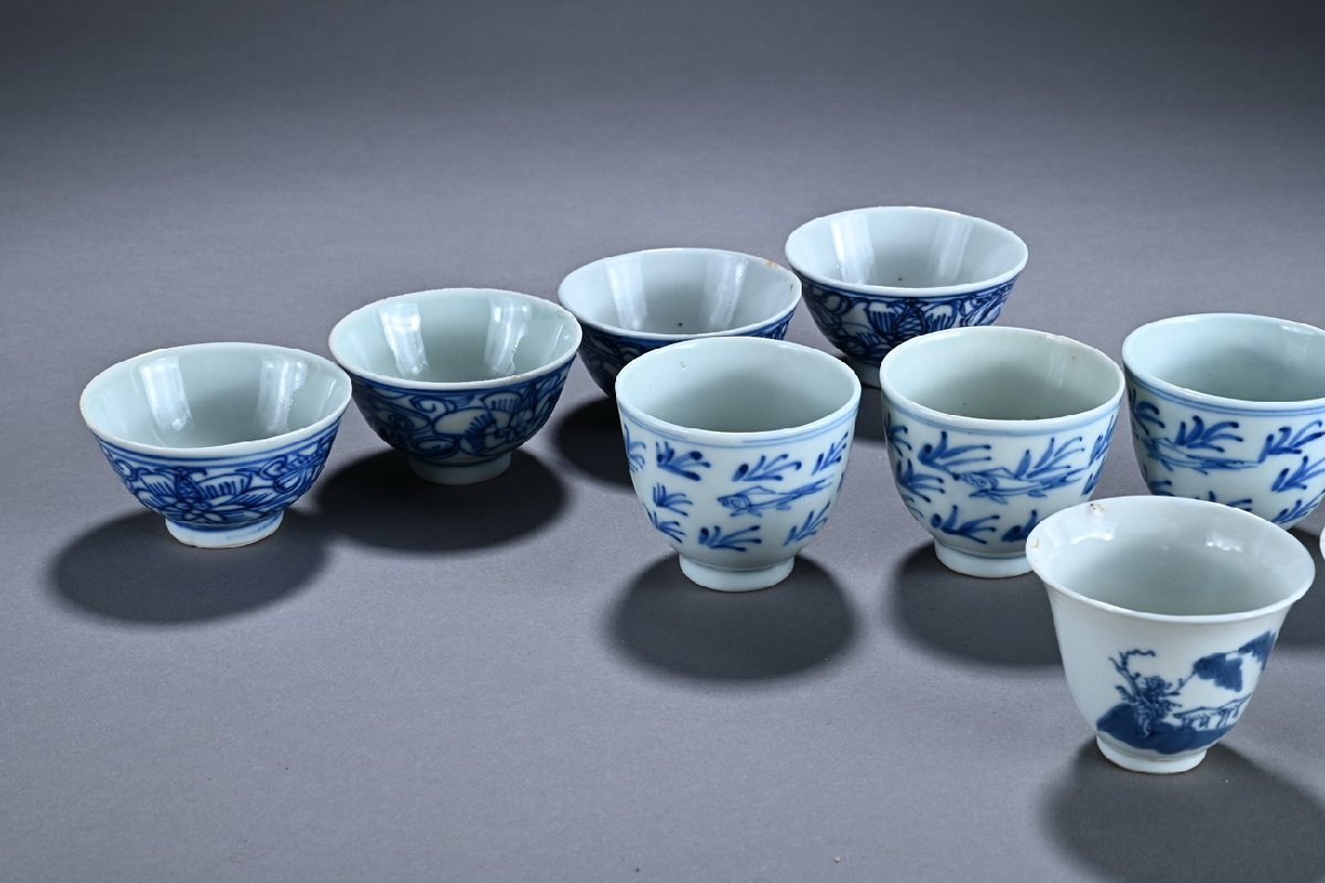 【華】某有名収集家買取品 京焼 染付き茶碗 十二客 茶道具 時代物 骨董品 古美術YA230220-EQ　_画像2
