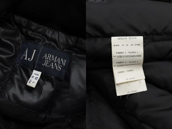 HGA-T187/ARMANI JEANS ダウンジャケット ブルゾン ダブルジップ ナイロン 52 XL 黒_画像10