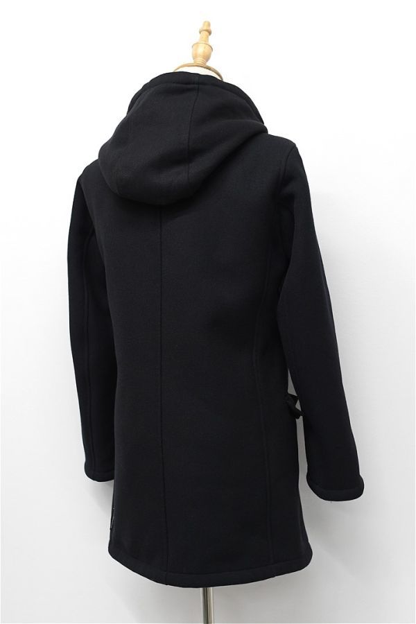 HGC-U252/ прекрасный товар EMPORIO ARMANI пальто жакет f-ti обратная сторона ворсистый боа Logo кожа нашивка 12A 154cm женский S~M соответствует чёрный 