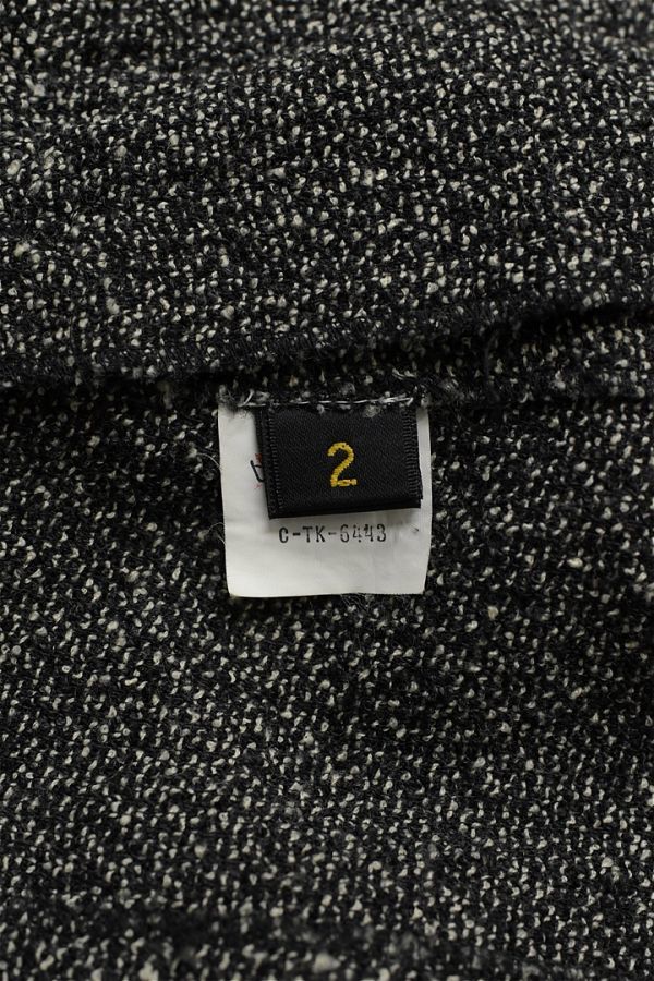 A292/美品 USA製 Donna Karan DKNY セットアップ スーツ ツイード ノーカラージャケット ひざ丈スカート 2 S~M グレー 春秋_画像10