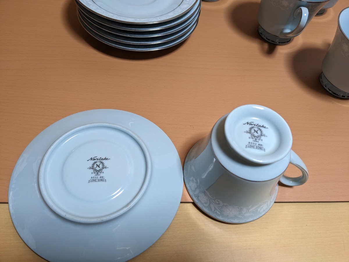 Noritake ノリタケ　LOVE SONG 8002 W81　カップ&ソーサー　カップ5客　ソーサー6枚　カップ　ソーサー　コーヒーカップ　希少　希少品_画像8