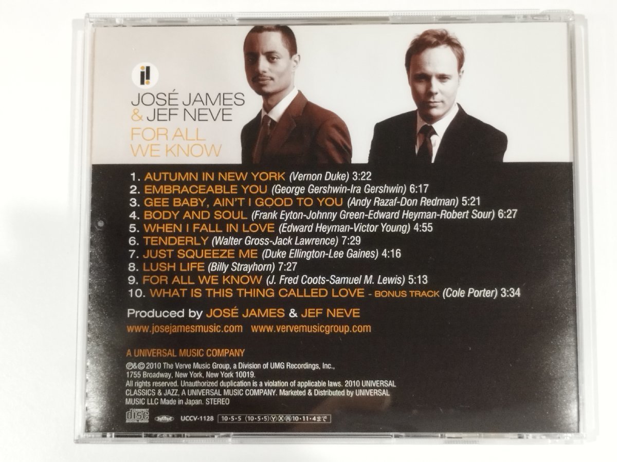 【CD】JOSE JAMES & JEF NEVE　FOR ALL WE KNOW　ホセ・ジェイムス＆ジェフ・二―ヴ/フォー・オール・ウィ・ノウ　帯付き【ac04j】_画像2