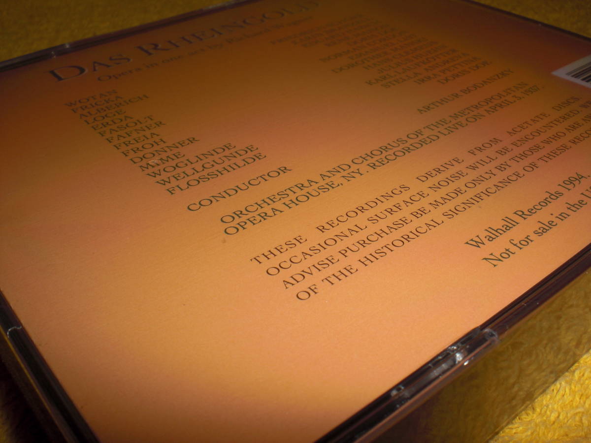 ≪未開封品≫WALHALL【世界初CD化】1937年4月3日ボダンツキー＆MET/ワーグナー『ラインの黄金』全曲LIVE-アセテート原盤からダイレクトCD化_画像5