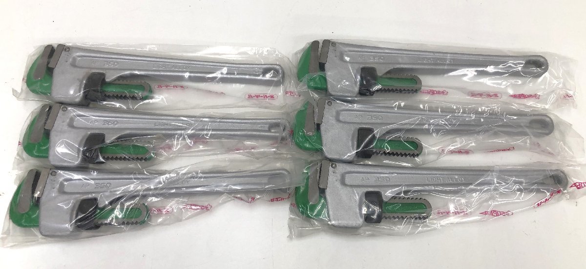 ▲二宮店▲【未使用品】12-81 SUPERTOOL スーパーツール 6本セット アルミ製 被覆管専用 AP-350N ストレートパイプレンチ 元箱付_画像6