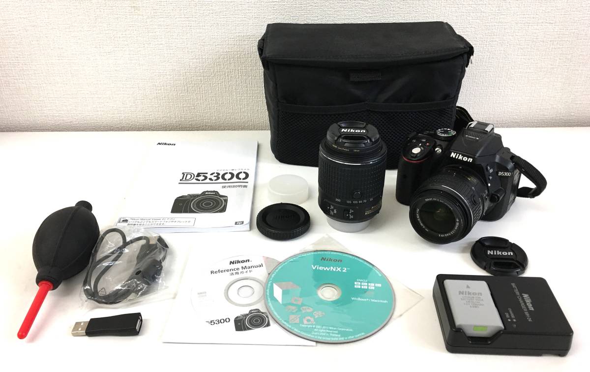 12-18【中古品】Nikon D5300 デジタル一眼レフカメラ AF-S 18-55mm VRⅡ/AF-S 55-200mm VRⅡ_画像1