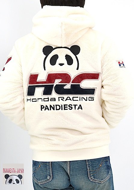 HONDA×PANDIESTA HRCフェイクファーパーカー◆PANDIESTA JAPAN ホワイトMサイズ 533509 パンディエスタジャパン パンダ ホンダ